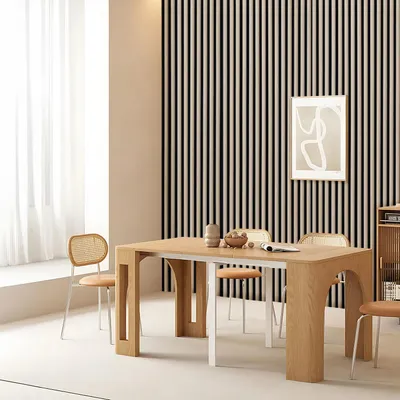 Produktbild von Izrielar 4 Stück halbrunden Akustikpaneel Wandpaneel Moderne Wandpaneele Akustik HolzwandHolz  MDF Wandpaneele 120x60x2.1cm Eichenholzfarbe