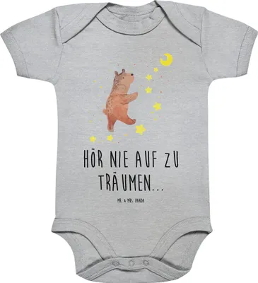 Produktbild von Mr. & Mrs. Panda Babystrampler Bär Träume 3. - 6. Monat - Heather Grey - Geschenk, Traum, strampler baumwolle, babykleidung body, Träumen, Teddy, Traumdeutung, Einteiler