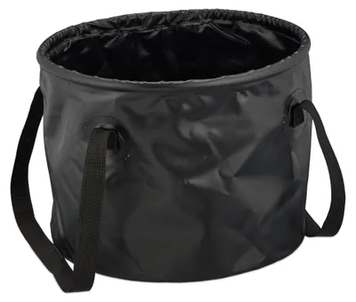 Image de Seau pliable de camping Relaxdays, 15 l, pliable, seau de camping avec poignées, dimensions : 23 x 31 x 31 cm, usage extérieur, PVC, noir