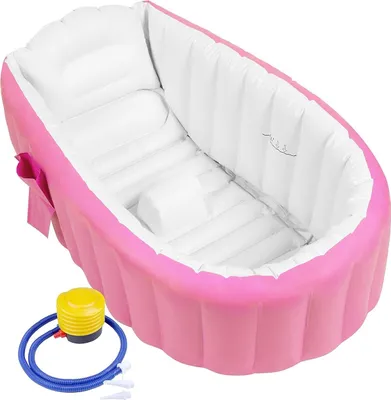 Immagine prodotto di Vasca gonfiabile per bambini - Bagno sicuro e confortevole (rosa)