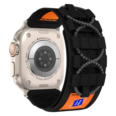 Produktbild von FFO2World Mountain Loop Nylonarmband für Apple Watch 42–49 mm (Serie 1–11, Ultra) – Verstellbares Sportarmband aus Nylon – Schwarz