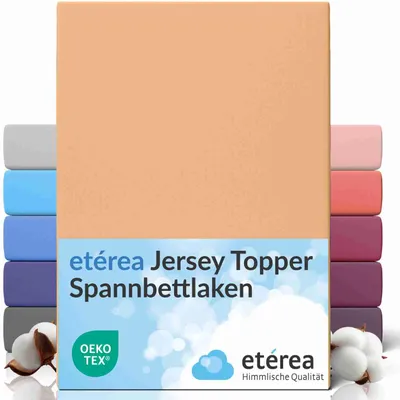 Produktbild von etérea Topper Jersey Spannbettlaken 200x220 cm – 100 % Baumwolle, formstabil & pflegeleicht - Sand