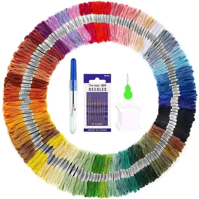 Stickset, 150 Farben, 8 m pro Farbe, Baumwollgarn