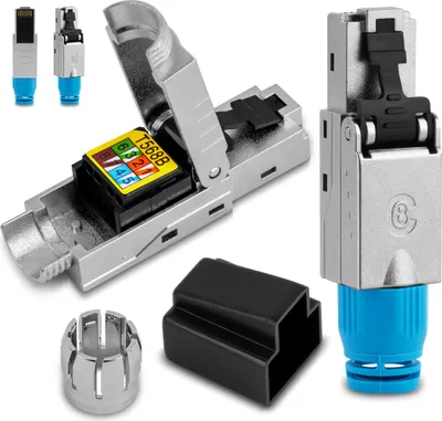 Produktbild von Netzwerk Stecker 4x Cat 8 CAT8.1 Netzwerkstecker RJ45 werkzeuglos Metall 2000MHz