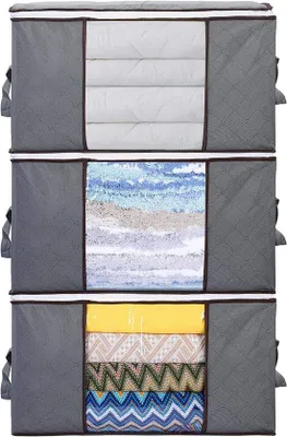 Produktbild von Famanu Aufbewahrungstasche Set 3 Stück, 90L, mit Reißverschluss und verstärkten Griffen, 60×44×35 cm