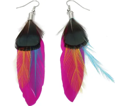 Produktbild von 1 Paar Feder Ohrringe Boho Pink