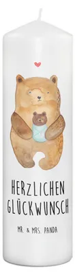 Produktbild von Mr. & Mrs. Panda Kerze Bär Baby 29 x 8 cm XL - Weiß - Geschenk, Bedruckte, Geburt, Erinnerungslicht, Stumpenkerze, Nichte, Teddy, Glückwunsch, Mutter, Wachskerze