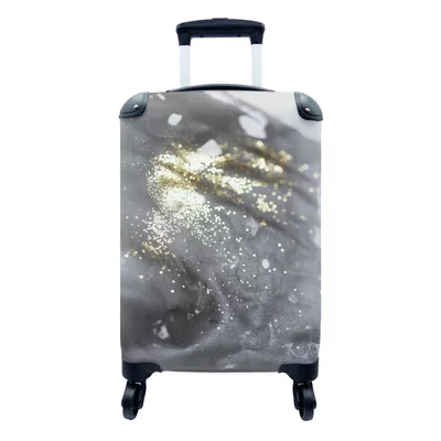 Produktbild von MuchoWow® Koffer Handgepäck Trolley Rollkoffer Kleine Reisekoffer mit 4 Rollen - Marmor - Gold - Schwarz - Glitter - Cabin Size < 55x40x23 cm & 55x40x20 cm - Fotokoffer - Kabinenkoffer - Boardgepäck - Reise-Box - Reisekoffer - Reisegepäck - Koffer mit Bild - Trolley für Kinder