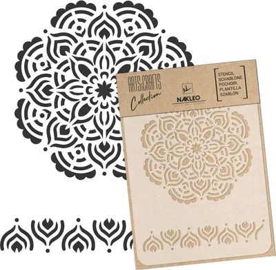 Produktbild von Malschablone für Handwerk A4 21x30cm, Mandala Rangoli Muster, Wiederverwendbare Kunststoff DIY & Scrapbooking Zeichenschablone