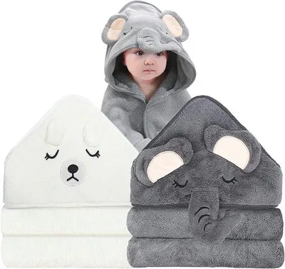 Produktbild von Famanu Babyhandtücher mit Kapuze - 80 x 80 cm - Weiche und nachhaltige Bambus Badetücher für Neugeborene und Kleinkinder