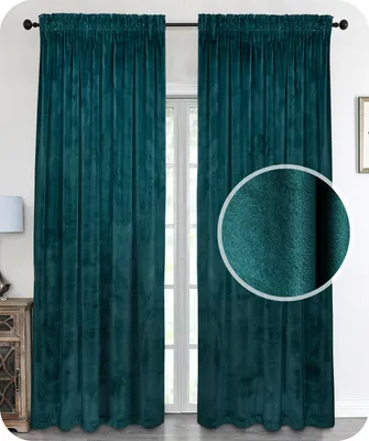 Produktbild von BEAUTEX Samt Vorhang, Kräuselband Verdunkelung Gardine, U-Band Velvet Blickdicht, 140x245 cm, Farbe wählbar (Petrol)
