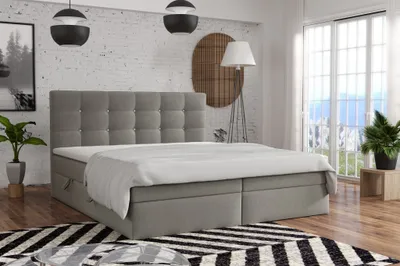 Produktbild von Boxspringbett Schlafzimmerbett BASILIO 160x200cm Stoff Fresh Ecru