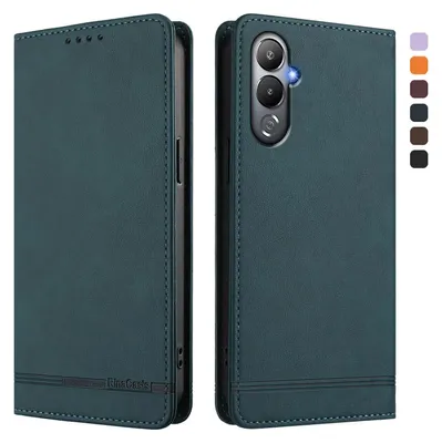 Produktbild von Hülle für Tecno Pova 4, Retro Kunstleder Ständer Klapphülle mit Kartenfächer und Magnetische Grün