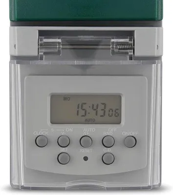 Immagine prodotto di Timer digitale da esterno grigio-verde con conto alla rovescia e funzione casuale