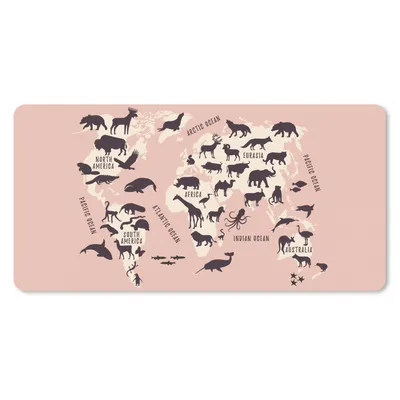 Produktbild von MuchoWow® Mauspad Mousepad Weltkarte - Tier - Rosa 60x30 cm - Mousepads - Maus Mat - Pad - Mausunterlage - Nachhaltig