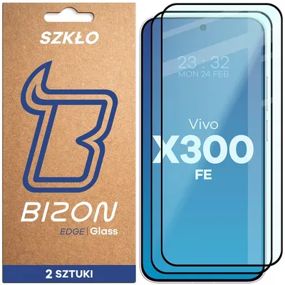 Produktbild von 2x Gehärtetes Glas für Vivo X300 FE, Bizon Glass Edge Duo, Schwarzer Rahmen
