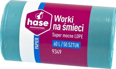 Zdjęcie produktu dla Worki do segregacji 60l papier HASE SUPER MOCNE 50 szt. niebieskie