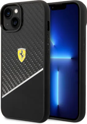 Image de Ferrari iPhone 14 & 15 Plus Hardcase Backcover - Carbon - Stripe - Black