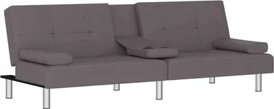 Produktbild von vidaXL Schlafsofa mit Getränkehaltern Grau Kunstleder