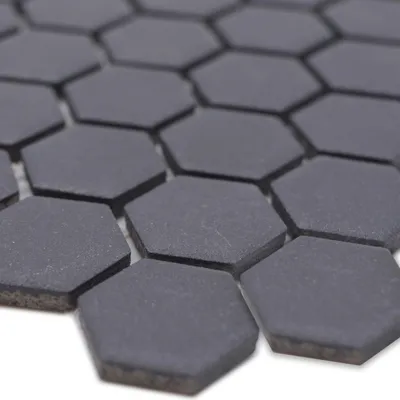 Produktbild von Keramikmosaik Bismarck R10B Hexagon Schwarz H23