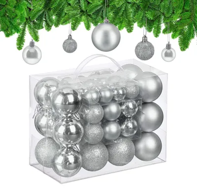 Produktbild von Christbaumkugeln-Set, 50-teilig, Kunststoff-Ornamente