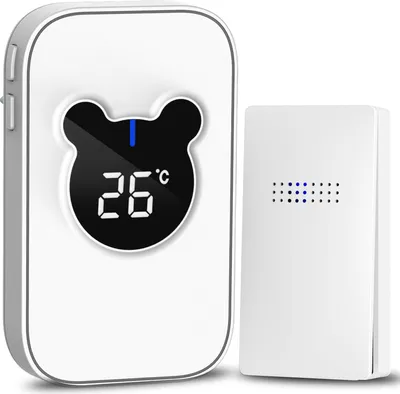 Produktbild von Türklingel Funkklingel Set Wasserdicht Kabellose Funk Klingel mit Thermometer Batterielose 150m Reichweite 38 Klingeltönen
