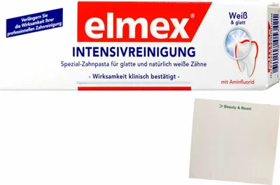 Produktbild von Elmex Zahnpasta Intensivreinigung Weiß und Glatt (50ml Packung) + usy Block