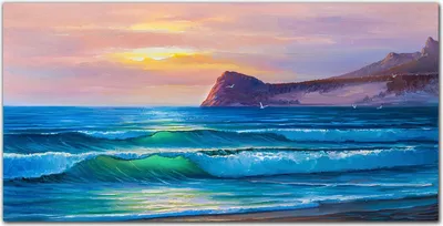 Produktbild von Coloray Bild aus Acryl 100 cm x 50 cm - Wanddekoration Wohnzimmer Acrylblock mit Bild Gehärtetes Acryl Dekoration Küche - Nature  Wellen
