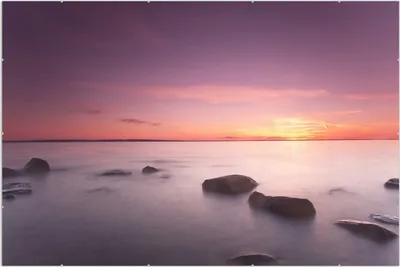 Produktbild von Wallario Wandbild Nebel am See bei Sonnenuntergang, Größe: 61 x 91,5 cm, Poster mit rahmenlosen Bildhalter