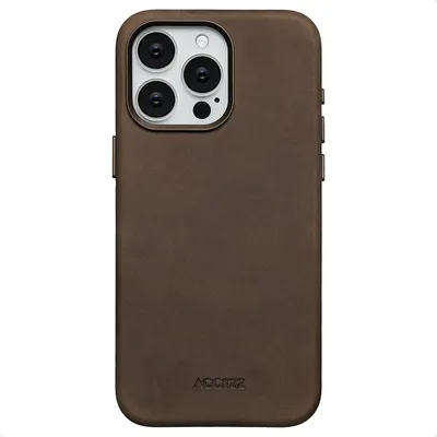Image de Accezz Couverture arrière Magsafe en cuir vintage pour l'Apple iPhone 15 Pro Max - Marron rustique