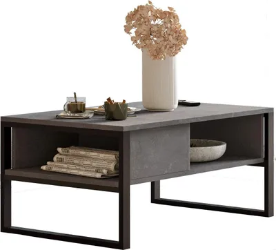 Image de Table basse en bois "ML34" - 100 x 59 x 44 cm - Argent