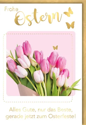 Produktbild von Ostern - Karte mit Umschlag - rosa Tulpen