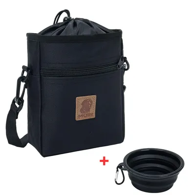 Produktbild von Leoberg Leckerli-Tasche mit Reisenapf - Futterbeutel Hund Leckerlibeutel mit Napf in Schwarz-903129