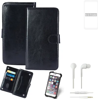 Produktbild von K-S-Trade 360° Hülle kompatibel mit LG Electronics G8X THinQ inkl. Headphones schwarz Kunstleder Case BookCase WalletCase Kunstlederederhülle