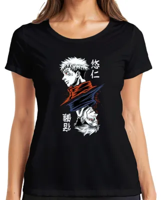 Produktbild von Jujutsu Kaisen Yuji Itadori Dual Face Fluch Anime Geschenk Damen T-Shirt, Schwarz, M