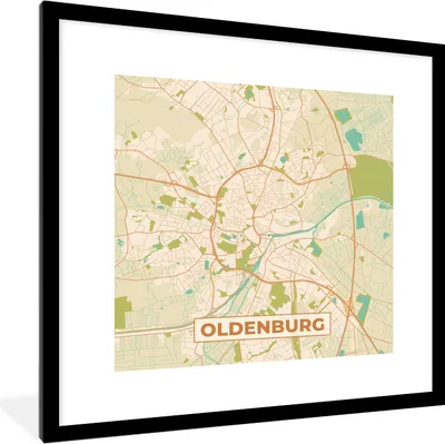 Produktbild von MuchoWow® Gerahmtes Poster Karte - Oldenburg - Jahrgang - Karte 40x40 cm - Poster mit Schwarzem Bilderrahmen Wandposter Rahmen Foto Bilder - Poster - Plakat im Rahmen