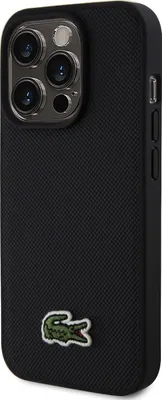 Zdjęcie produktu dla Lacoste Hard Cover Iconic Petit Pique Woven Logo MagSafe Black do iPhone 15 Pro Max (LCHMP15XPVCK)