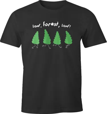 Produktbild von Herren T-Shirt Fun-Shirt Spruch lustig lauf Forest lauf Baum Motiv Parodie Filmzitat Wortspiel Moonworks® anthrazit 4XL