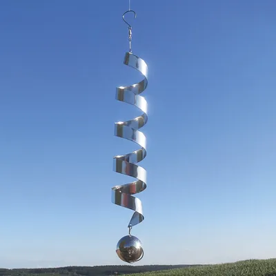 Produktbild von Windspiel zum Aufhängen »Spirale« mit Edelstahlkugel.