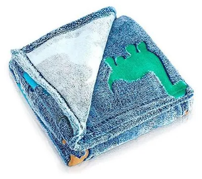 Immagine prodotto di Coperta per bambini, luminosa al buio, con motivo dinosauri, dimensioni 150x100 cm