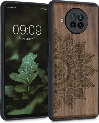 Kwnobile Holz-Hülle Für Xiaomi Redmi Note 14 Pro+ 5G – Dunkelbraun Mit Sonnen-Motiv, TPU-Rahmen
