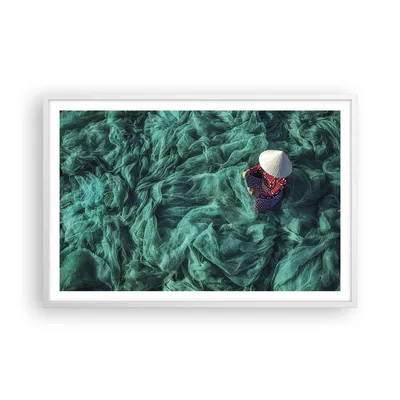 Produktbild von Gerahmtes Poster - Weißer Rahmen - Netzwerk Fischer Vietnam - 91,5x61 cm - Wand Bild - Wanddeko - Wandbilder - Kunstposter - Wandposter - Bilderrahmen - Bilder - Kunstdruck - Wandbild P2WAA91x61-4309