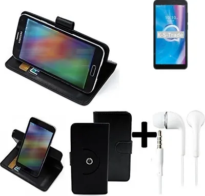 Produktbild von K-S-Trade Handy Hülle Schutz Hülle + Kopfhörer kompatibel mit Alcatel 1B (2020) Handyhülle Flipcase Smartphone Cover Handy Schutz Tasche