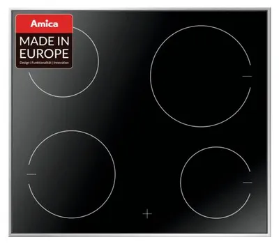 Produktbild von Amica EC 744 100 E, Schwarz, Integriert, 60 cm, Zonen-Induktionskochfeld, Keramik, 4 Zone(n)