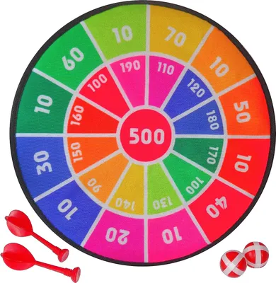 Produktbild von 2x Sicherheits Klett-Dart-Set. Wurfspiel mit Klett 2 Soft Dartscheiben Ø35 cm inkl. 4 Pfeilen und 4 Bällen mit Klett.  Ab 3 Jahren.