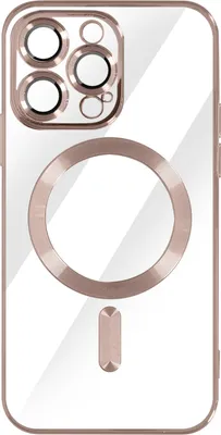 Produktbild von Avizar, MagSafe Silikonhülle mit Kameraschutz und Chromumrandung für Apple iPhone 14 Pro Max, Champagnerrosa