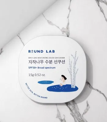 Obrázek produktu pro Round Lab - Birch Moisturizing Sun Cushion SPF 50+ - Minerální hydratační opalovací cushion s březovou šťávou 15g