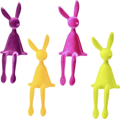 Produktbild von Osterdeko Kantenhocker Hasen Figuren Frühling Beflockt, 4 Stück