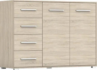 Produktbild von 2ER-SET Schwebetürenschrank Schrank Kleiderschrank mit Spiegeln Sonoma/Sonoma 200cm Szantal mit Kommode 135cm FRIDA 01