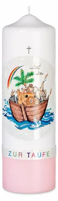 Produktbild von Taufkerze 25 x 8 cm mit Arche Noah mit Name & Datum